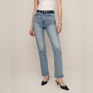 Reformation Cynthia Stretch High Rise Straight Jeans Blue - Size 30